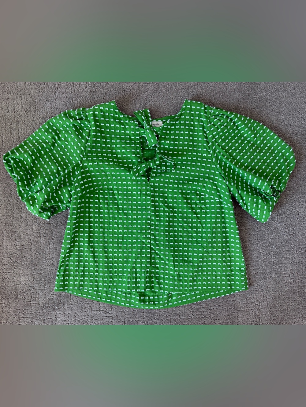 NWOT Kate Spade for Target Green Puff Sleeve Blouse; Sz S